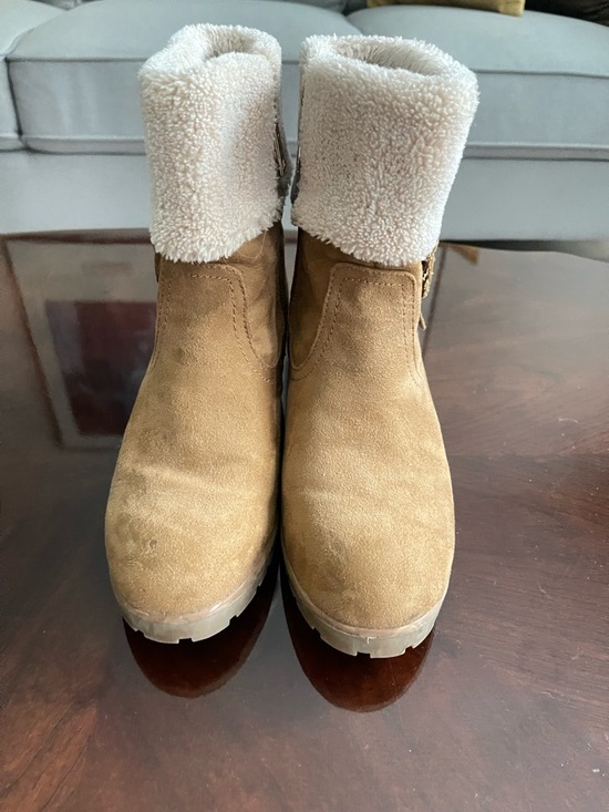 Tommy Hilfiger Shoes - Tommy Hilfiger Tan Suede Shearling-Lined Ankle Boot